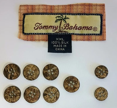 Tommy Bahama Hawaiian Shirt Full Set of 9 Coconut Shell Wood Replacement Buttons - Image 1 of 2