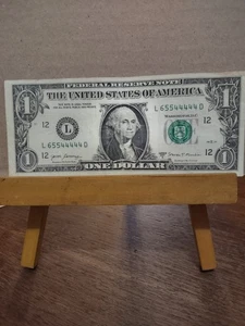 Extremely cool serial number 2017A Calif Fed Bank L6544444D US $1 money currency - Picture 1 of 2
