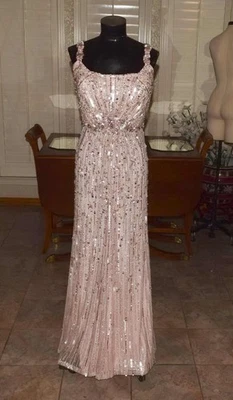 ЖЕНСКИЙ ЯРКИЙ ДРАГОЦЕННЫЙ КАМЕНЬ УКРАШЕННЫЙ БЕЗ РУКАВОВ ЛИНИЯ ПЛАТЬЕ ОТ JENNY PACKHAM РАЗМЕР 14 - Изображение 1 из 4