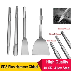 SDS Plus Heavy Duty Hammer Chisel Drill Bit Set for Masonry Concrete Tile Brick - Picture 1 of 59