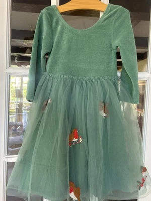 Mini Boden Bird Appliqué Velvet & Tulle Dress Holiday Size 7 8Y (25007 - Image 1 of 4