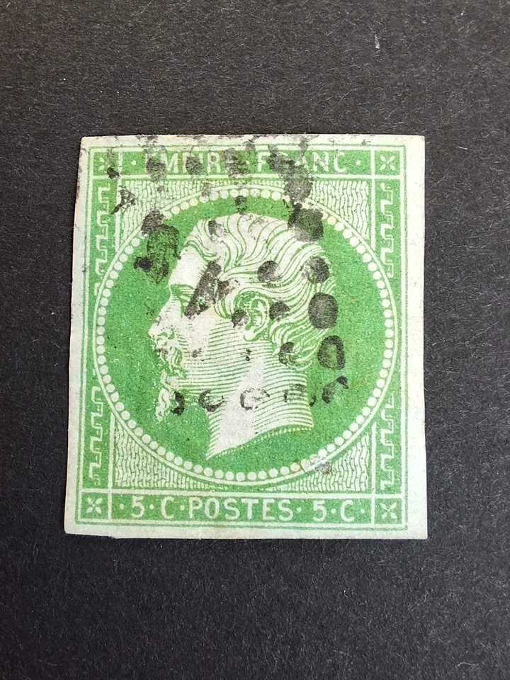 France 1854 No12 5c Vert Oblitéré - Photo 1/1