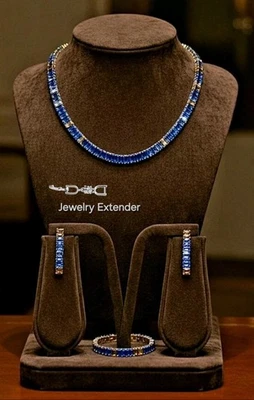 18k White Gold Royal Blue 5p Jewelry Set Lab-Created Swarovski Prism Baguette - Image 1 of 4