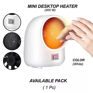 400W White Electric Heater Portable Desktop Fan Heating Warmer Home Office - Picture 1 of 7