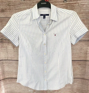 Gant Short Sleeve Striped Shirt ~ Size 14 Women's ~ Button Up - Picture 1 of 11