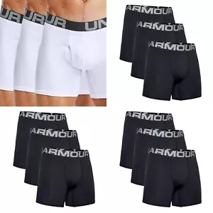 MEN UNDER ARMOUR 3-PACK CHARGED COTTON 6''INCH BOXER SHORT - Picture 1 of 11