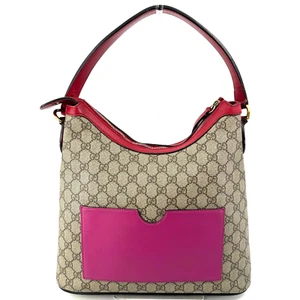 GUCCI Shoulder Bag Supreme PVC GG Pink Brown From Japan Authentic 0428 - Picture 1 of 24
