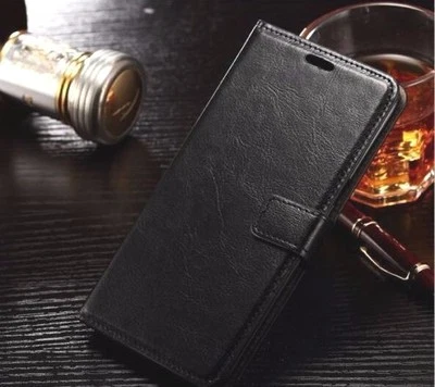 Funda de cuero abatible Samsung Galaxy Note 3 4 5 8 billetera de lujo para tarjetas de crédito + vidrio Foto 1 de 4