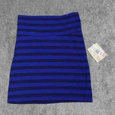 Falda lápiz Derek Heart para mujer pequeña azul negra a rayas hasta la rodilla informal Foto 1 de 4