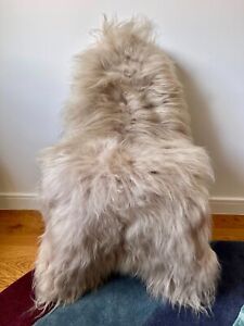 XXL Large Genuine Icelandic Sheepskin Rug Beige/Fawn/Nude Long Real Fur
