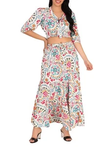 Hell Blues Women Casual Summer 2 Pieces Vacation Outfits Maxi Dress Small - Picture 1 of 5