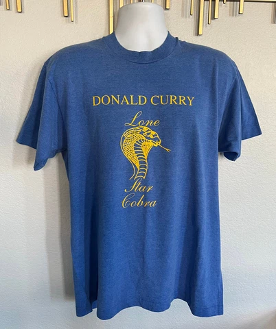 DONALD CURRY *OFFICIAL* T-Shirt Sz XL Blue Boxing Vtg THE COBRA Lone Star State Cover