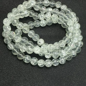 100 pcs White Crackle Cracked Round Glass Crystal Charm Beads 8mm Craft DIY - Picture 1 of 6