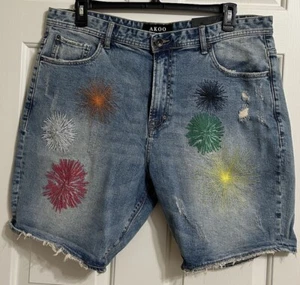 NWT Akoo size 38 blue jean denim Standard Fit Shockwave Shorts $125 - Picture 1 of 5