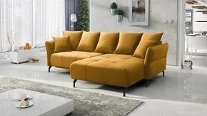 Ecksofa Schlafsofa Sofa SADIE Stoff Element Honiggelb Ottomane Rechts - Bild 1 von 6