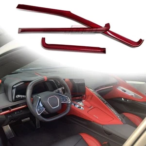 3 tiras de tablero de consola central de carbono rojas para Corvette C8 2020 2021-2023 - Imagen 1 de 9