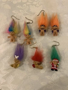 Mini Troll Doll Earring Lot Rainbow Halloween Santa Easter Valentine - Picture 1 of 8