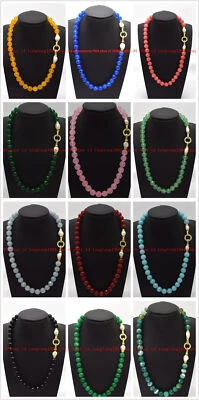 Natürliche 8mm Facettierte Multicolor Rund Edelstein Weiße Perlen Halskette 45cm - Bild 1 von 4