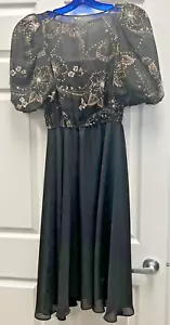 Vintage Union made Black and Gold Evening Dress Size Small Very Pretty - Picture 1 of 5