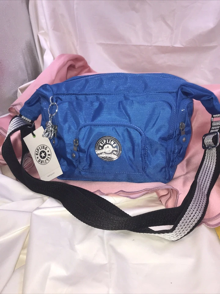 Neu mit Etikett Kipling  Tasche Blau mit Metall Affe L 30cm H 20 cm - Bild 1 von 4