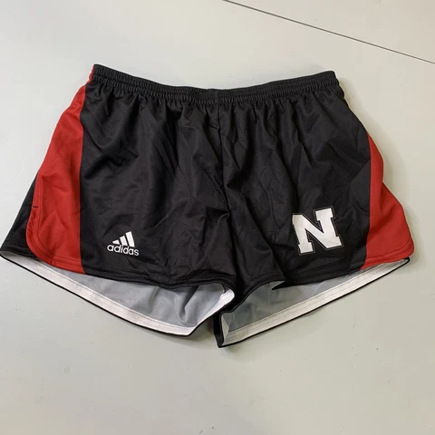 NWT Adidas University Of Nebraska Cornhuskers Track Shorts L NCAA Team Issue Blk Cover