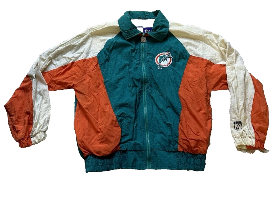 Logo 7 Miami Dolphins Jacket Windbreaker Spell Out Size Small Vintage - Image 1 of 4