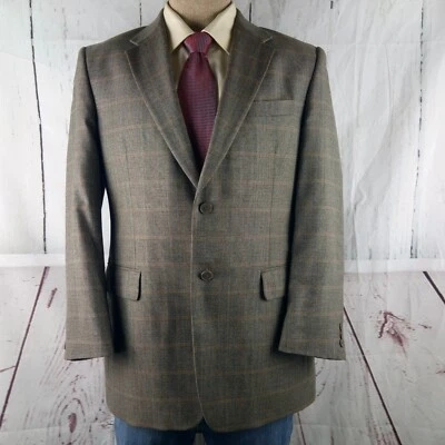 Adolfo Super 120's 40R Wool 2 Butn Multicolor Windowpane Blazer Sport Coat $495 - Image 1 of 4