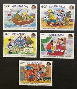 GRENADA THE BROTHERS GRIMM DISNEY STAMPS SET 1985 MNH THE FISHERMAN AND HIS WIFE