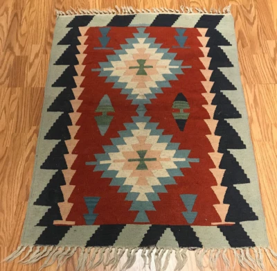 Alfombra anudada a mano 100 % lana Kilim 2,11 x 3,11 Kilim Foto 1 de 4