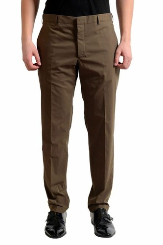 Pantaloni piatti Prada uomo verde oliva anteriori taglia 28 30 34 36