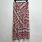 Chico's A-Line Skirt Size 2 Large 12 Red Beige White Multicolor Elastic Waistban
