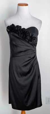 White House Black Market Strapless Dress, Pleated Front, Ruffle Accent, Lined, 8 - Image 1 of 4