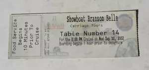 Boleto número 14 de septiembre de 2002 Showboat Branson Belle Carriage Tours ---- - Imagen 1 de 1