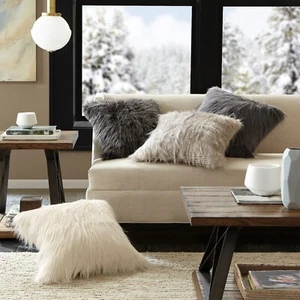 Madison Park Edina Faux Fur Square Pillow - Picture 1 of 9