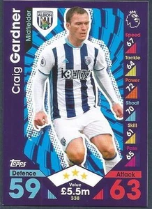 TOPPS MATCH ATTAX 2016-17 #338-WEST BROMWICH ALBION-CRAIG GARDNER - Picture 1 of 1