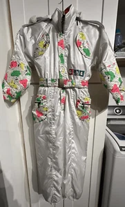 Childrens VINTAGE Snow Suit- 1980s Angel Parade -White/Pink Size 7 Coveralls EUC - Picture 1 of 19