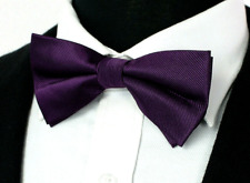 Aubergine Twill Pre-Tied Collar Tuxedo Dickie Bow Tie Purple Formal Prom 740 UK