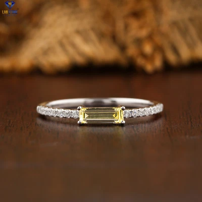 0.74 TDW Baguette & Round Lab Grown Beautiful Ring 18k Diamond White Gold - Image 1 of 4