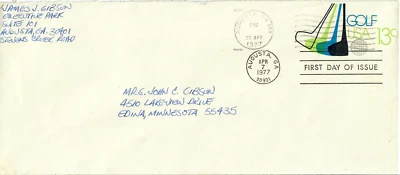 USA - FDC - 7 Apr 1977 - Golf - #340 - Image 1 of 2
