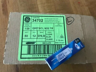 GENERAL ELECTRIC 50W 12V  Q50T3/CL M32 TR HALOGEN CAPSULE UV CONTROL 10MM   X 20 - Image 1 of 3
