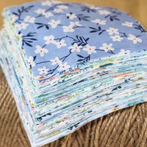 100 Mix Pack Cotton Squares Patchwork Quilting Fabric Bundle Scraps Lot Floral - Picture 1 of 8