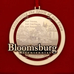 Vintage Bloomsburg PA Bicentennial Gold Filigran 3D Sammlerstück Ornament 1802-2002 A - Bild 1 von 8