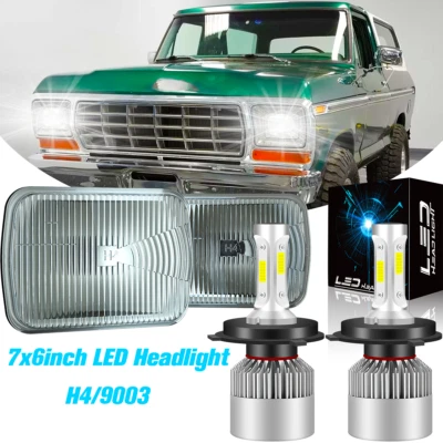 2x Para Ford Bronco 1978-1986 DOT 5x7" 7x6 pulgadas LED Faros Bombillas Luz Alta+Baja Foto 1 de 4