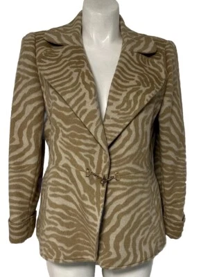 Blazer Carlisle EE. UU. 18 Beige Estampado Animal Angora/Lana Herrajes Dorados Foto 1 de 4