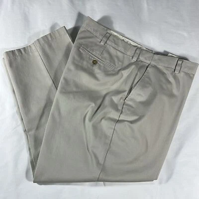 L. L. Bean mens khaki rugged Comfort Waist flat front chino pants - size 40x28 - Image 1 of 4