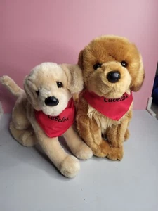 Douglas Cabelas Puppy Dog Yellow Lab  Bass Pro Shops 12" Sitting Plush Lot Of 2  - Picture 1 of 12