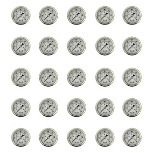 25 PACK LIQUID FILLED PRESSURE GAUGE 0-600 PSI, 1.5" FACE, 1/8" NPT BACK MOUNT - Picture 1 of 3