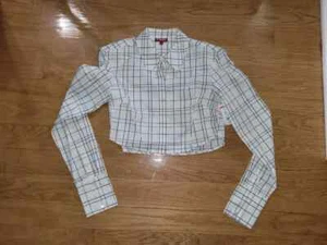 Staud Seneca White Plaid Cropped Button Down Shirt Size L - Picture 1 of 3