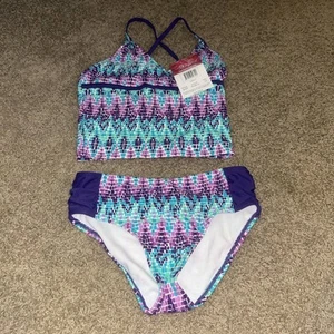 Kanu Surf Girls' Candy Tankini Two Piece Swimsuit Multicolor Size12  - Picture 1 of 3