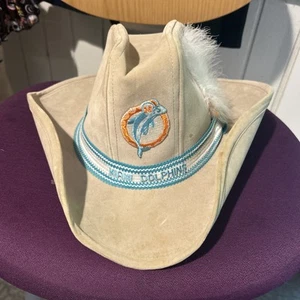 Vintage 80er 90er AJD Western Wildleder Miami Dolphins Cowboys Hut sehr selten LG - Bild 1 von 10